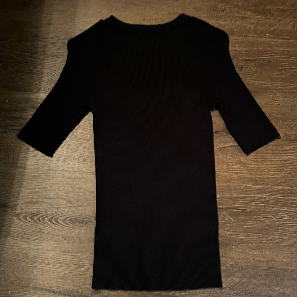 Express Black Ribbed Knit Top - Picture 3 of 5